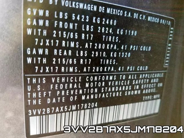 3VV2B7AX5JM178204 фото 2