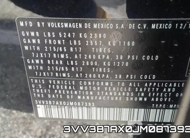 3VV3B7AX0JM087393 фото 10