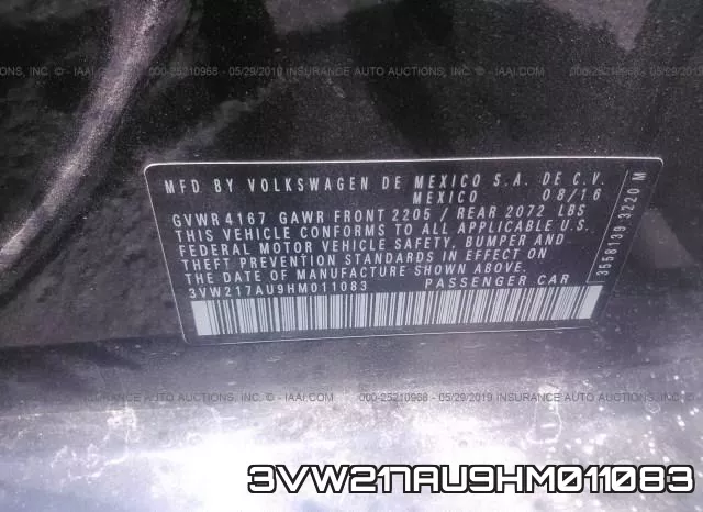 3VW217AU9HM011083 фото 10