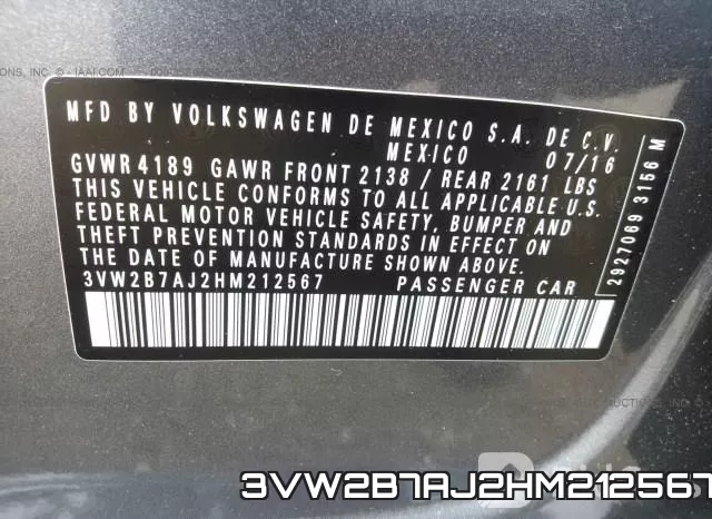 3VW2B7AJ2HM212567 фото 10