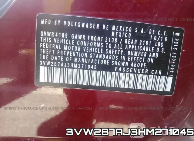 3VW2B7AJ3HM271045 фото 10