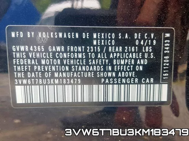 3VW6T7BU3KM183479 фото 2