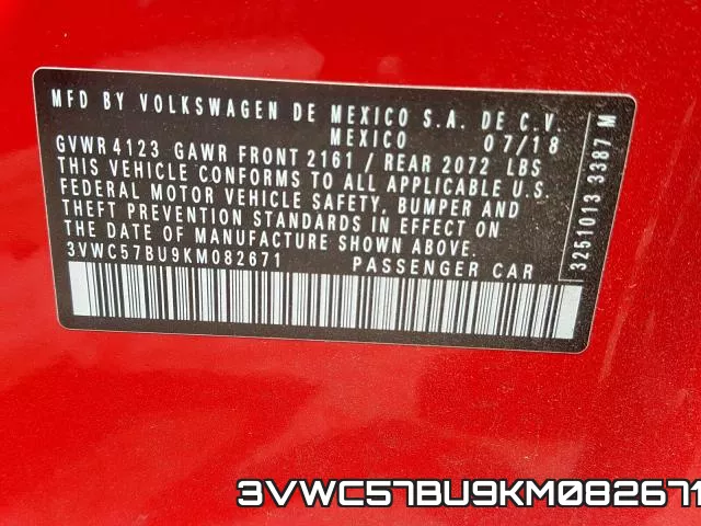 3VWC57BU9KM082671 фото 2