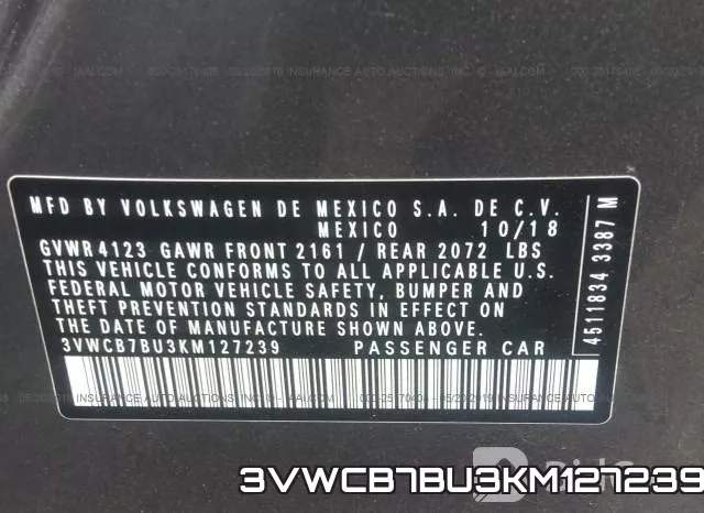 3VWCB7BU3KM127239 фото 9