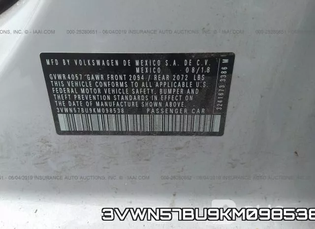 3VWN57BU9KM098538 фото 10