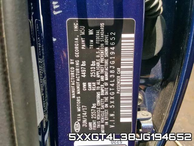 5XXGT4L38JG194652 фото 2