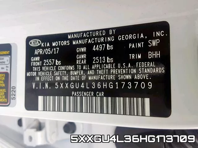 5XXGU4L36HG173709 фото 2
