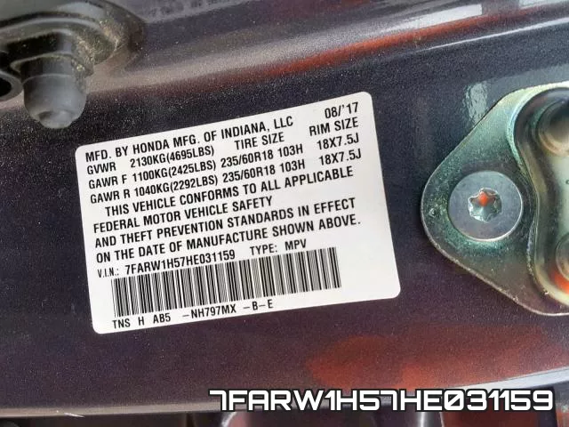 7FARW1H57HE031159 фото 2