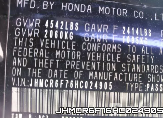 JHMCR6F76HC024905 фото 10