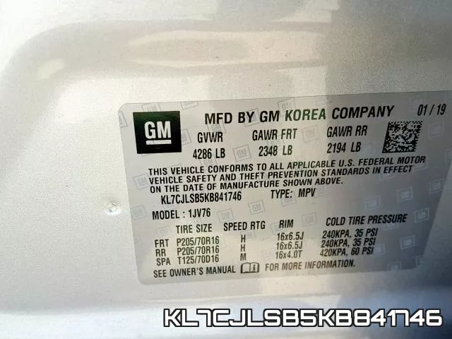KL7CJLSB5KB841746 фото 2
