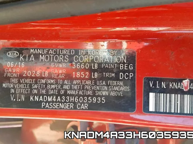 KNADM4A33H6035935 фото 2