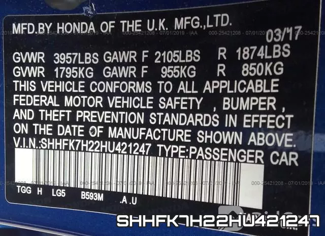 SHHFK7H22HU421247 фото 10