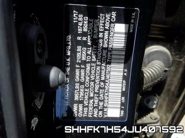 SHHFK7H54JU407592 фото 2