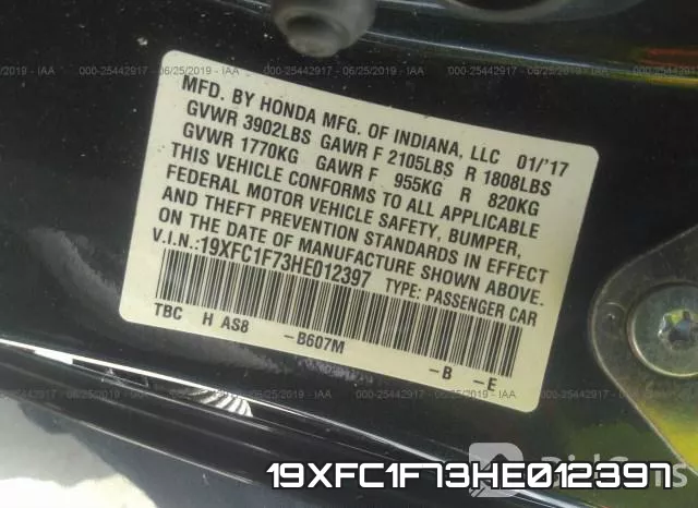 19XFC1F73HE012397 фото 10