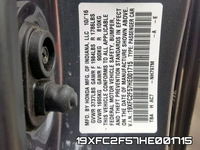 19XFC2F57HE001715 фото 2