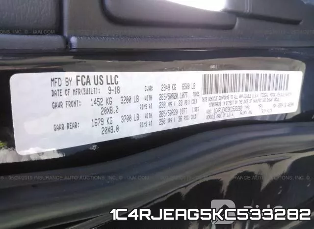 1C4RJEAG5KC533282 фото 10