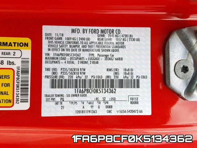 1FA6P8CF0K5134362 фото 2