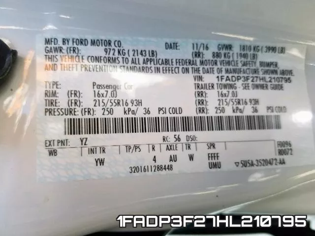 1FADP3F27HL210795 фото 2