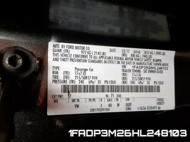 1FADP3M26HL248103 фото 2
