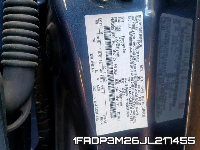 1FADP3M26JL217455 фото 2