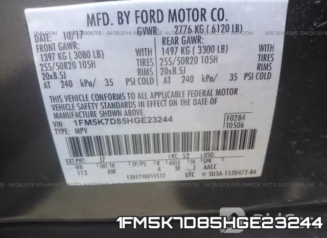 1FM5K7D85HGE23244 фото 10