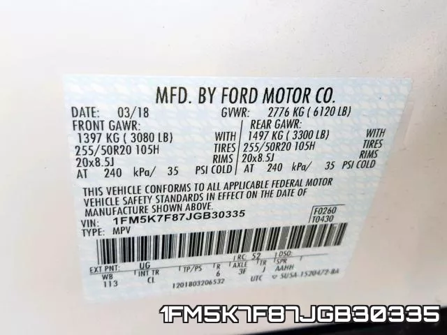 1FM5K7F87JGB30335 фото 2