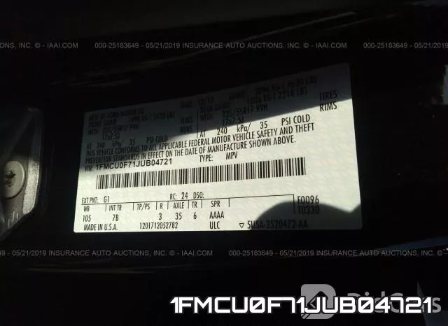 1FMCU0F71JUB04721 фото 10