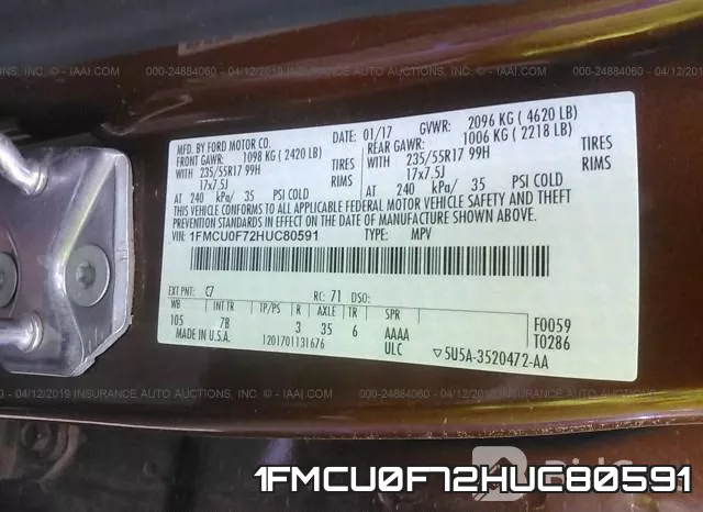 1FMCU0F72HUC80591 фото 10