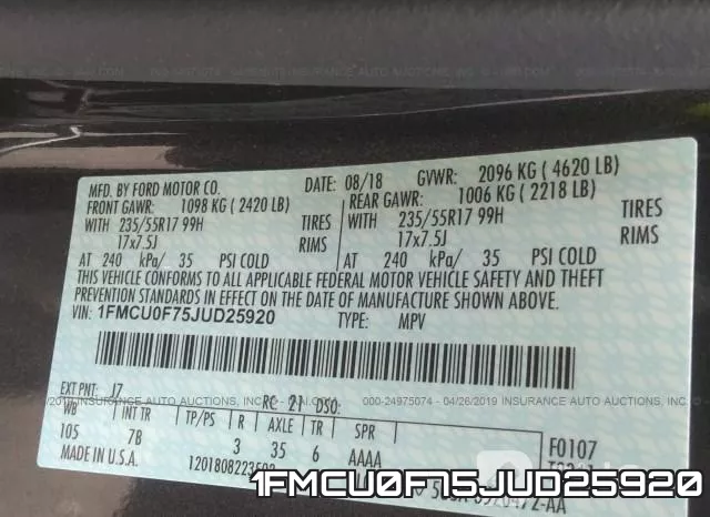 1FMCU0F75JUD25920 фото 10