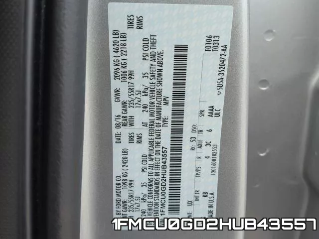 1FMCU0GD2HUB43557 фото 2