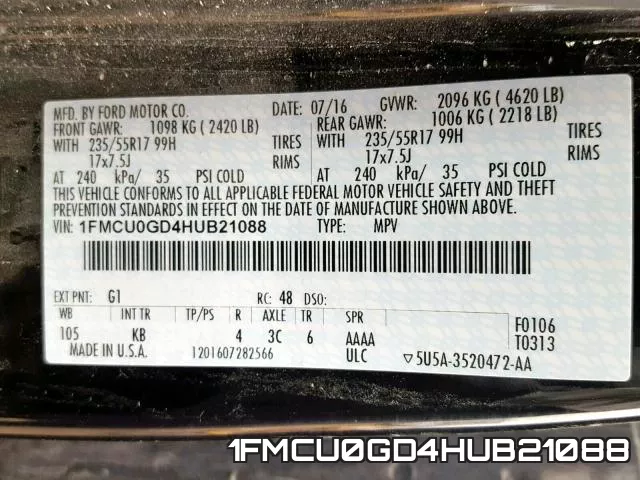 1FMCU0GD4HUB21088 фото 2