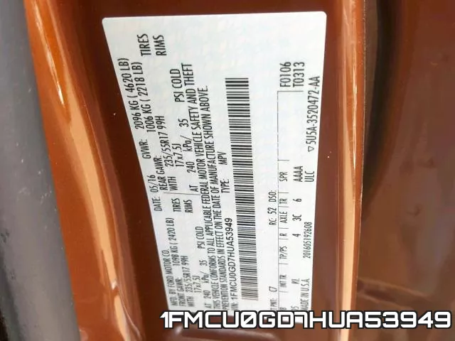 1FMCU0GD7HUA53949 фото 2
