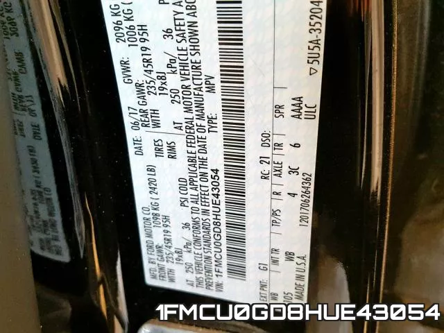 1FMCU0GD8HUE43054 фото 2