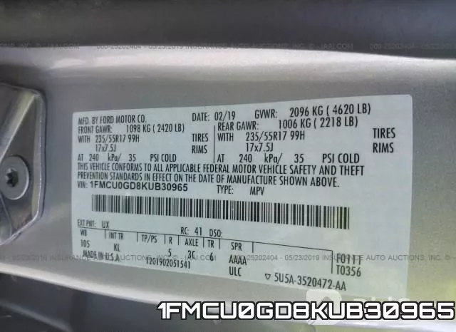 1FMCU0GD8KUB30965 фото 10