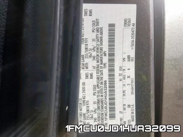 1FMCU0JD1HUA32099 фото 2