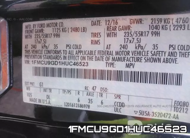 1FMCU9GD1HUC46523 фото 10