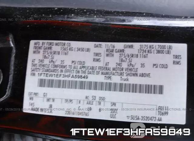 1FTEW1EF3HFA59849 фото 10