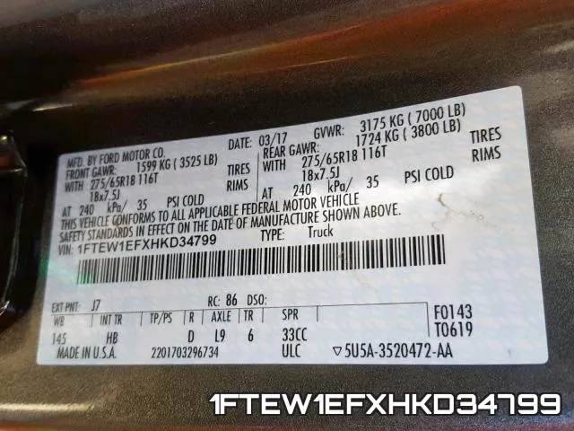 1FTEW1EFXHKD34799 фото 2
