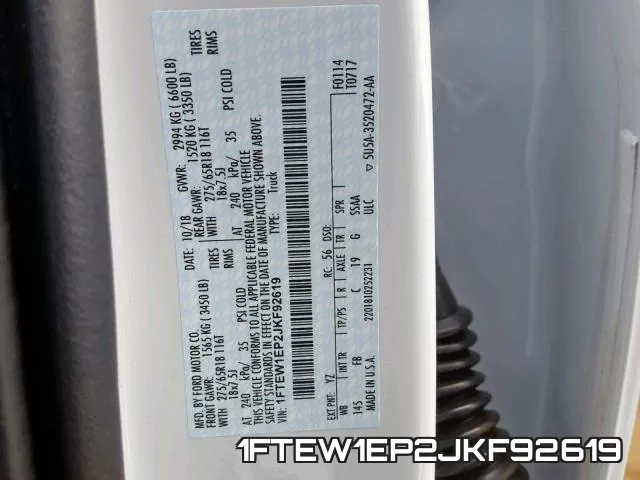 1FTEW1EP2JKF92619 фото 2