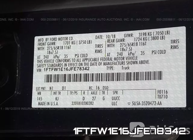 1FTFW1E16JFE78342 фото 10