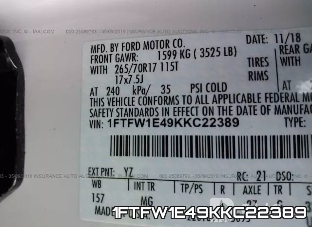 1FTFW1E49KKC22389 фото 10
