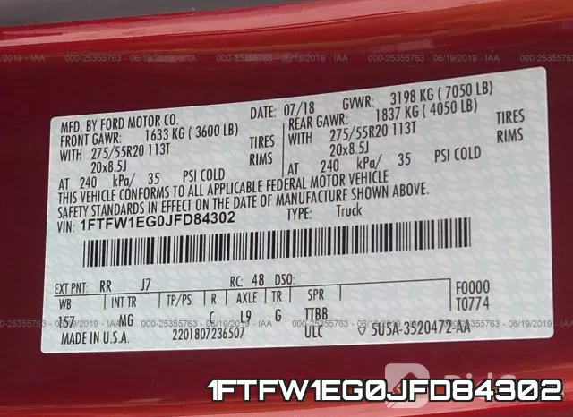 1FTFW1EG0JFD84302 фото 9