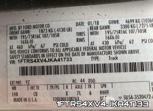 1FTRS4XV4JKA41733 фото 2