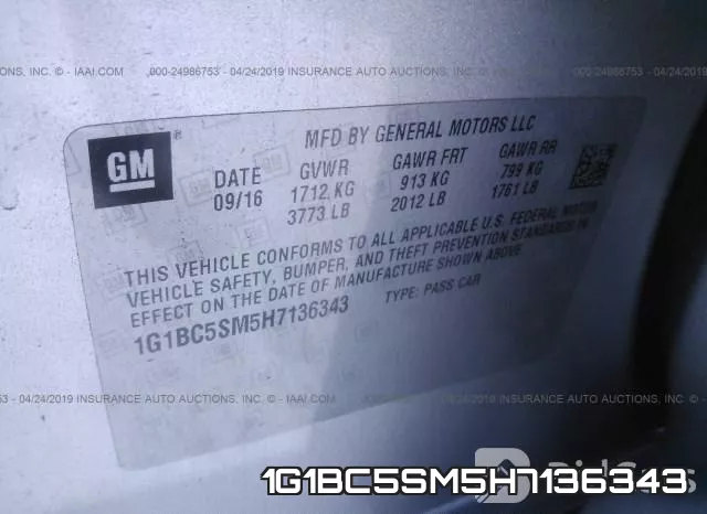 1G1BC5SM5H7136343 фото 10