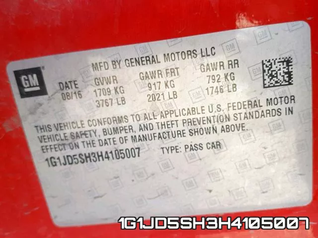 1G1JD5SH3H4105007 фото 2