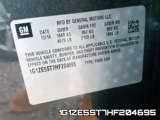 1G1ZE5ST7HF204695 фото 2