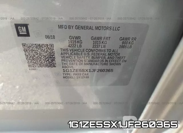 1G1ZE5SX1JF260365 фото 10
