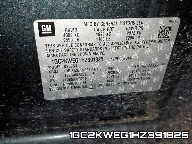 1GC2KWEG1HZ391825 фото 2