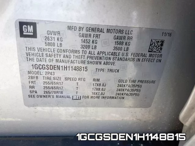 1GCGSDEN1H1148815 фото 2