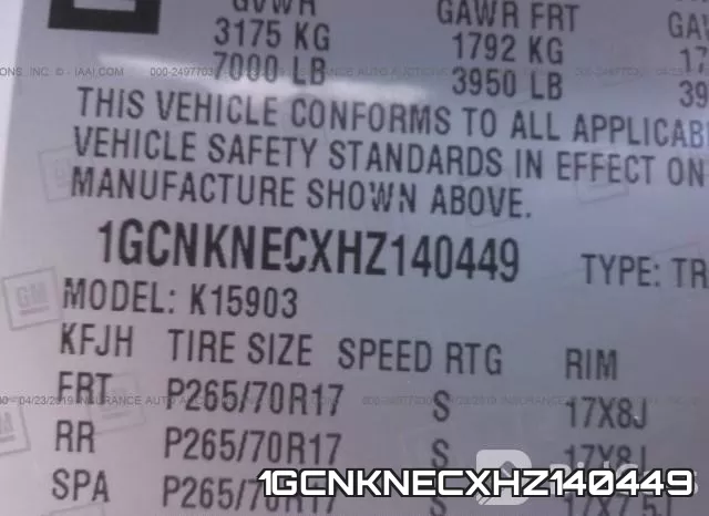 1GCNKNECXHZ140449 фото 10